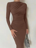 INAWLY SOLVA – Robe Drapée "Mocha" - Véluxe - Daily Look