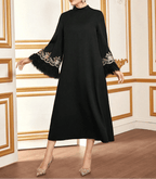 NAJMA – Robe a Coupe Trapèze & Manches Ornementées - Véluxe - Daily Look