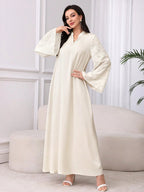 NAJMA – Robe Longue "Éclat Nacré" – Satin & Manches Texturées - Véluxe - Daily Look