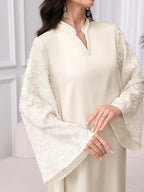 NAJMA – Robe Longue "Éclat Nacré" – Satin & Manches Texturées - Véluxe - Daily Look