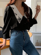 NORMI – Blouse à Col Claudine Brodé - Véluxe - Daily Look