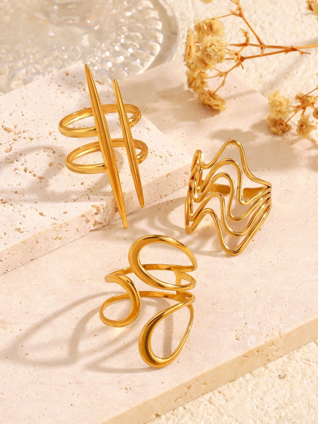 OASIX - Lot de 3 Bagues Sculpturales - Véluxe - Daily Look