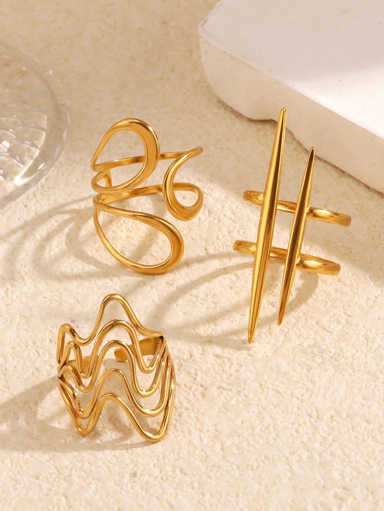 OASIX - Lot de 3 Bagues Sculpturales - Véluxe - Daily Look