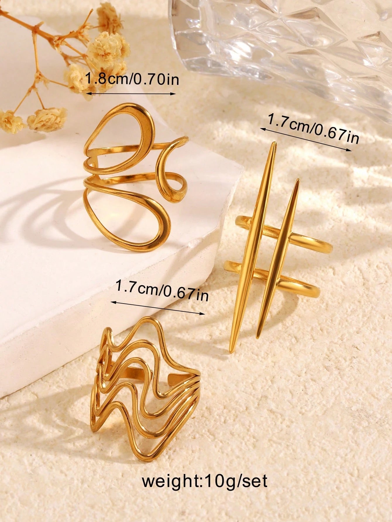 OASIX - Lot de 3 Bagues Sculpturales - Véluxe - Daily Look