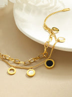 RAYQUEEN - Bracelet Double Rang "Obsidian & Pearl" - Véluxe - Daily Look