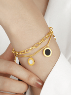 RAYQUEEN - Bracelet Double Rang "Obsidian & Pearl" - Véluxe - Daily Look
