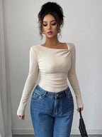 SELIANNE – Haut Asymétrique Velouté - Véluxe - Daily Look
