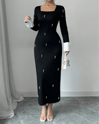 SELIANNE – Robe Longue Noire Ornée de Perles - Véluxe - Daily Look
