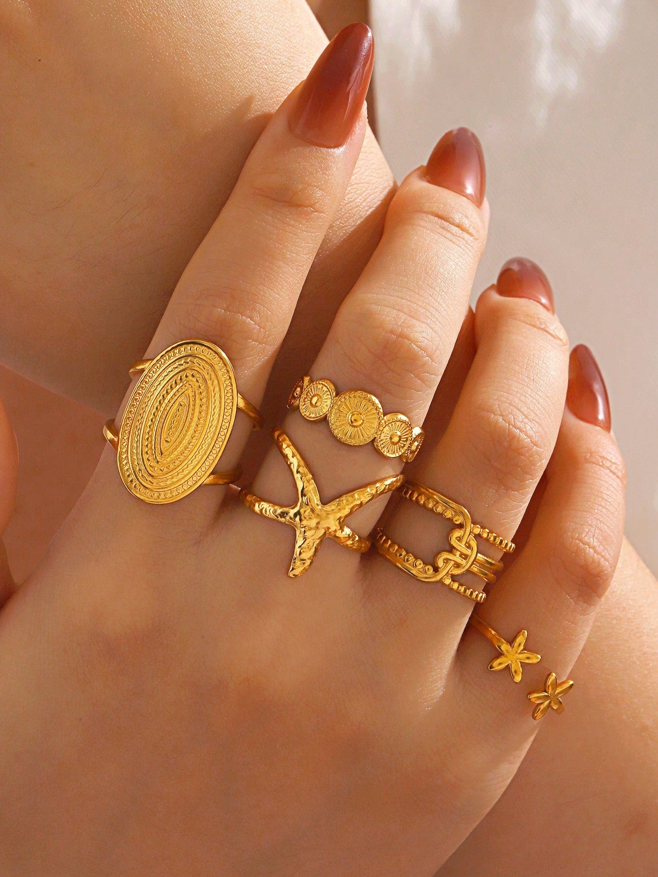 SHINE ON - Set de 5 Bagues "L’Odyssée Dorée" - Véluxe - Daily Look