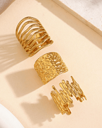 SHINEON - Trio de Bagues Ajustables "Organic Gold" - Véluxe - Daily Look