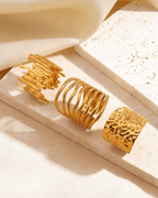 SHINEON - Trio de Bagues Ajustables "Organic Gold" - Véluxe - Daily Look