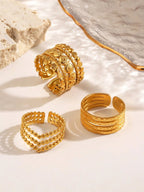 SHINEON - Trio de Bagues Bohème – Doré Texturé - Véluxe - Daily Look