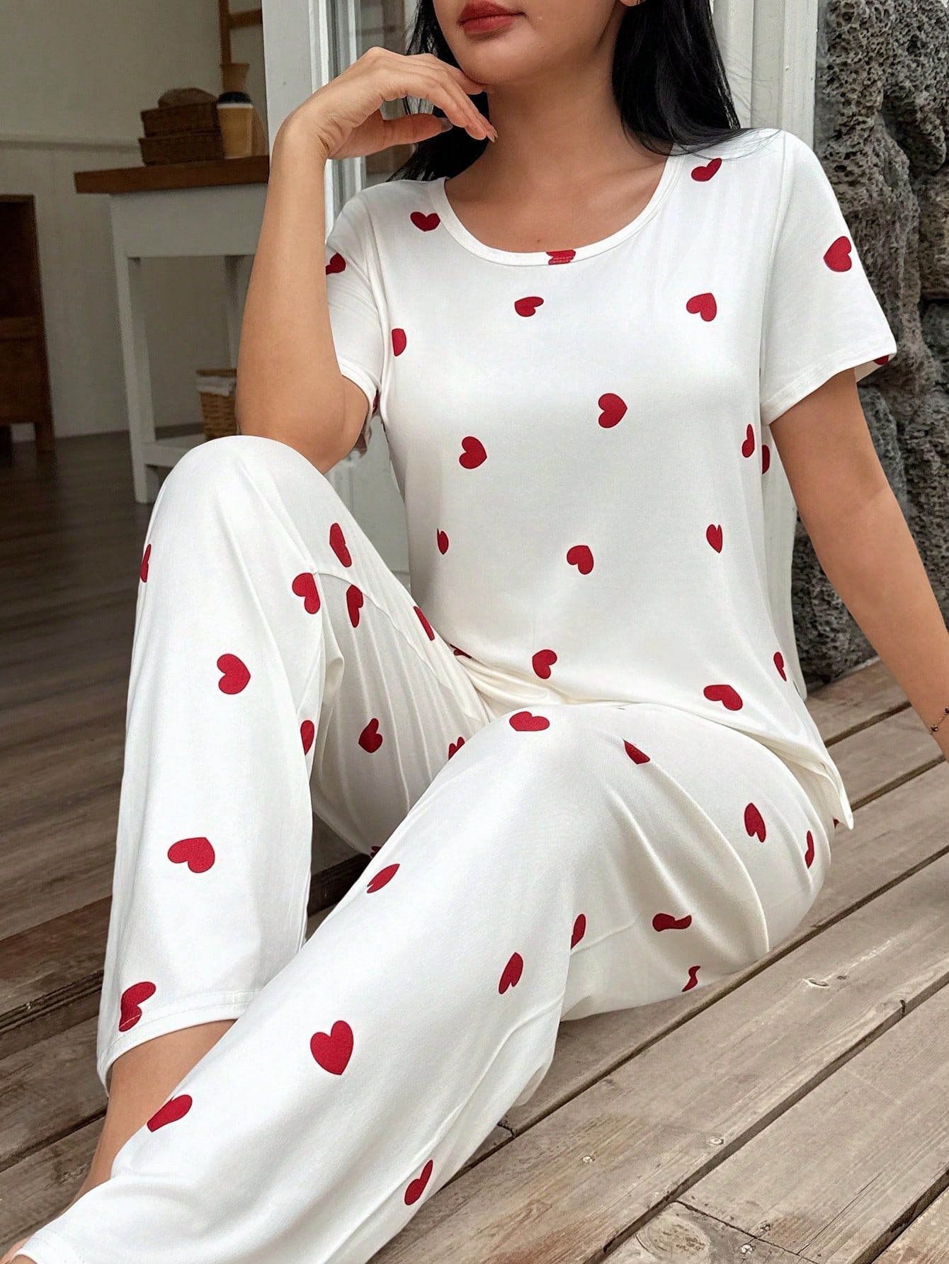 SWEET HN - Ensemble Pyjama "Red Hearts" - Véluxe - Daily Look