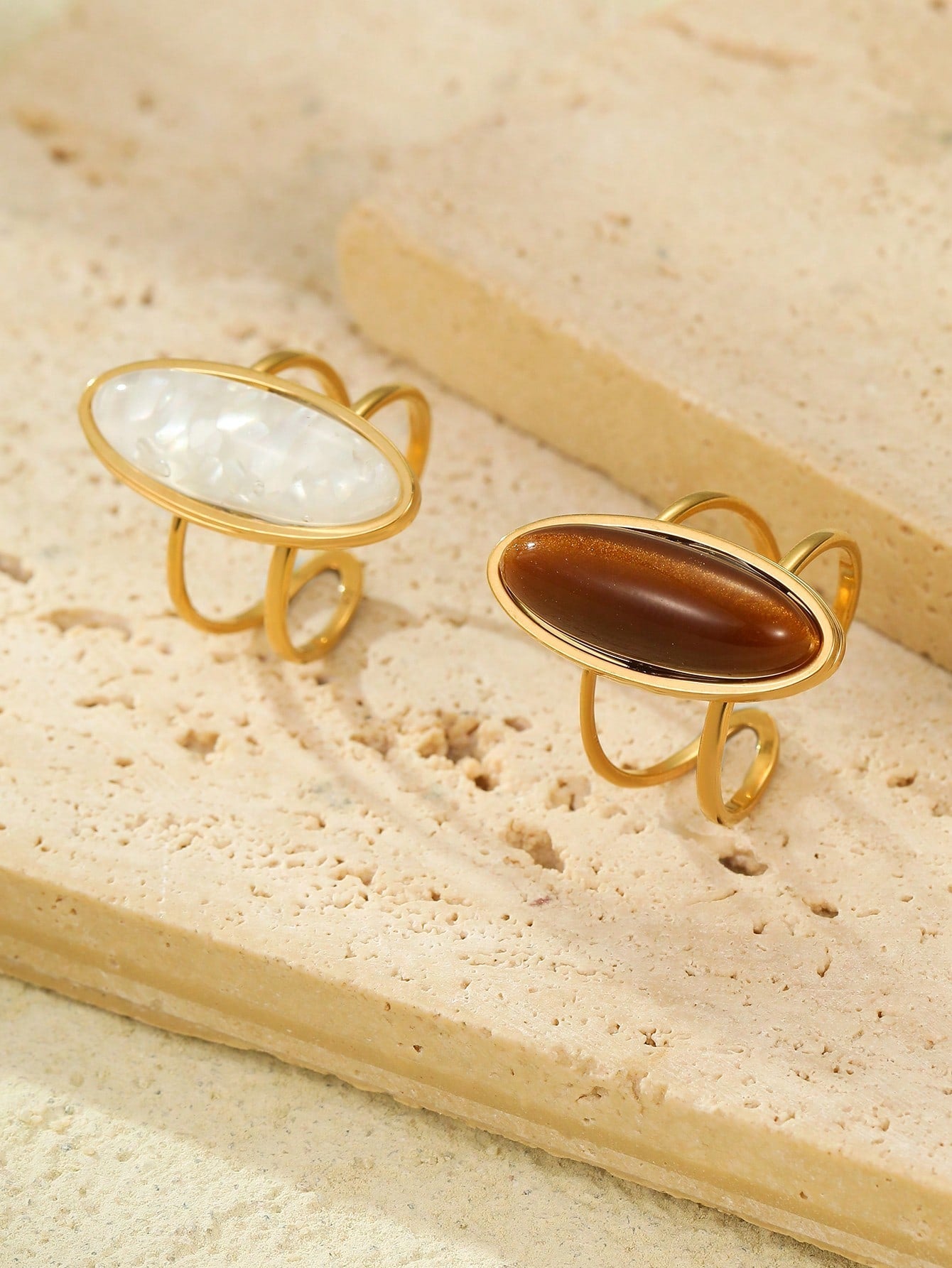WW JEWEL - Duo de Bagues Ajustables "Éclat Ovale" - Véluxe - Daily Look