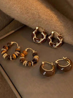 YSERA - Lot de 3 Créoles "Coffee & Gold" – Édition Vintage - Véluxe - Daily Look