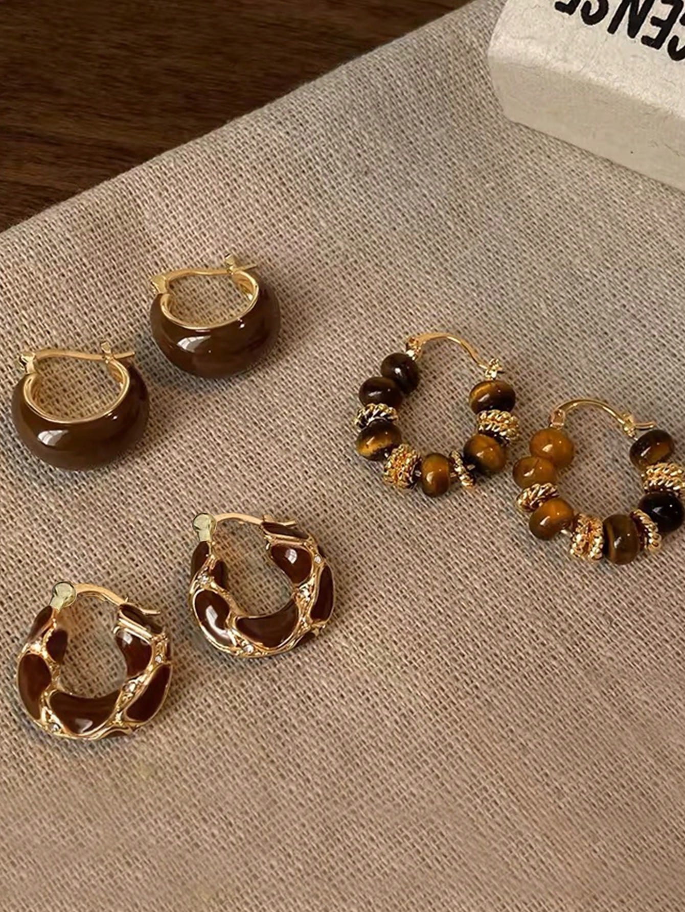 YSERA - Lot de 3 Créoles "Coffee & Gold" – Édition Vintage - Véluxe - Daily Look