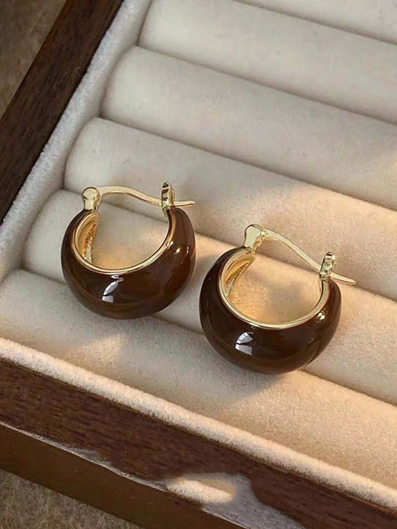 YSERA - Lot de 3 Créoles "Coffee & Gold" – Édition Vintage - Véluxe - Daily Look