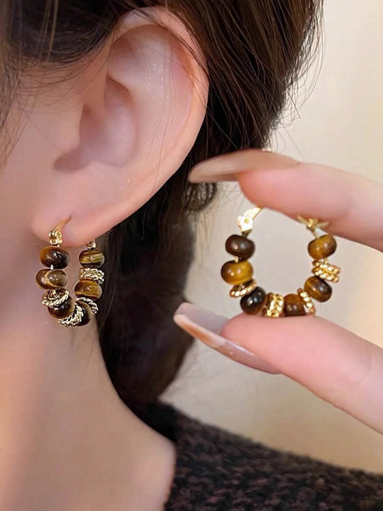 YSERA - Lot de 3 Créoles "Coffee & Gold" – Édition Vintage - Véluxe - Daily Look